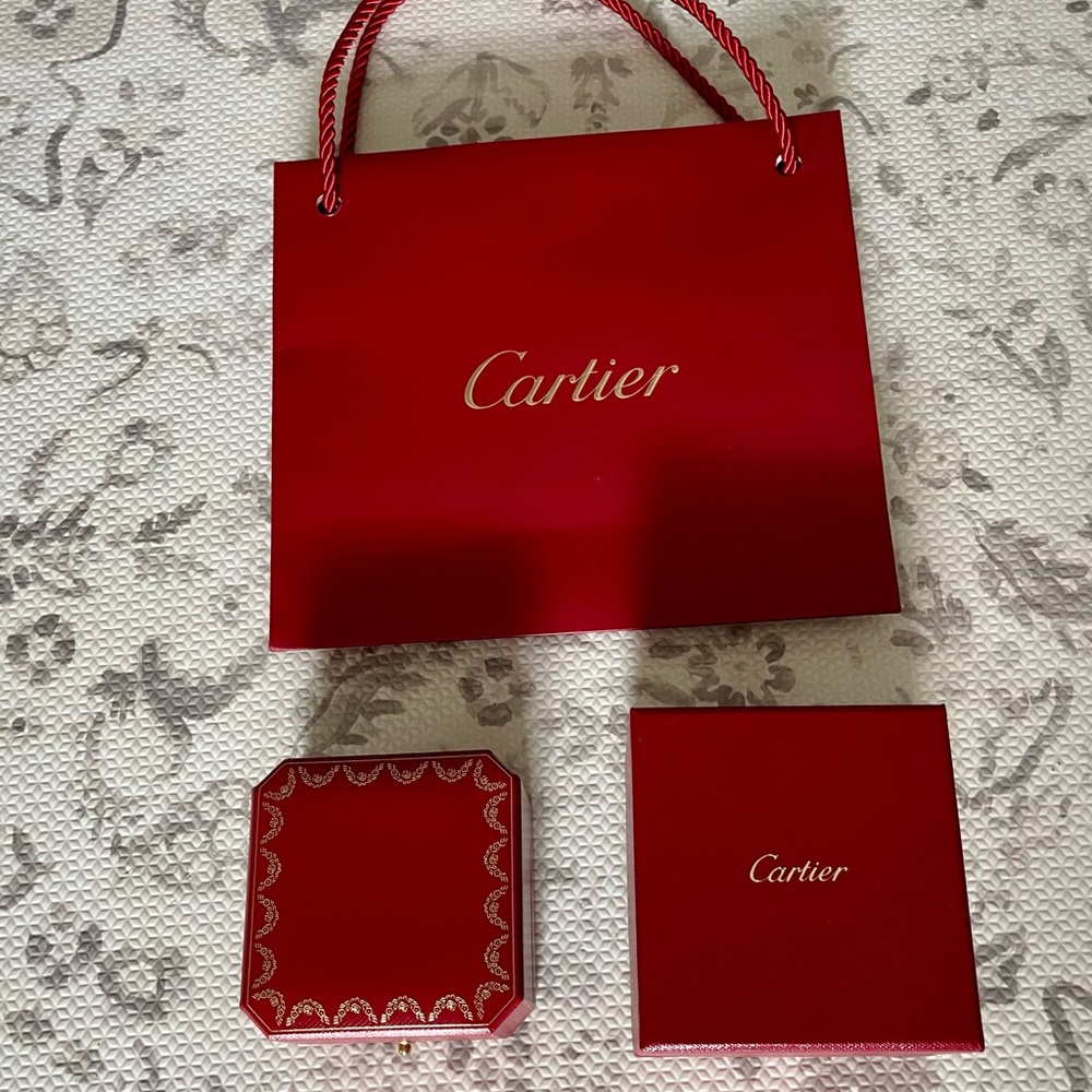 Authentic Cartier Red Gift Bag and Box Set